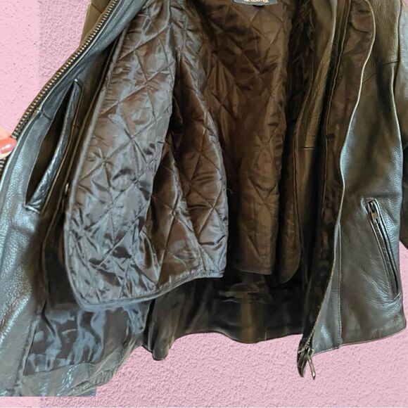 Vintage Screaming Eagle black leather motorcycle jacket floral detail - Picture 8 of 14
